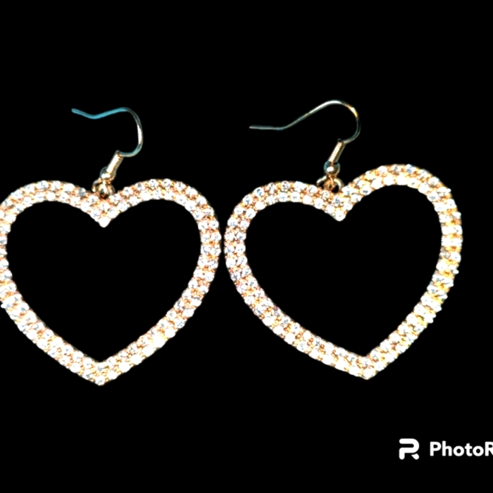 Sparkling Heart shaped CZ Earrings - Picture 2 of 15